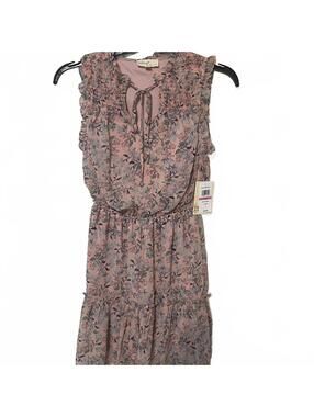 Bebop Blush Floral Cottagecore Romantic Ruffle Coquette Sleeveless Dress XS-New
